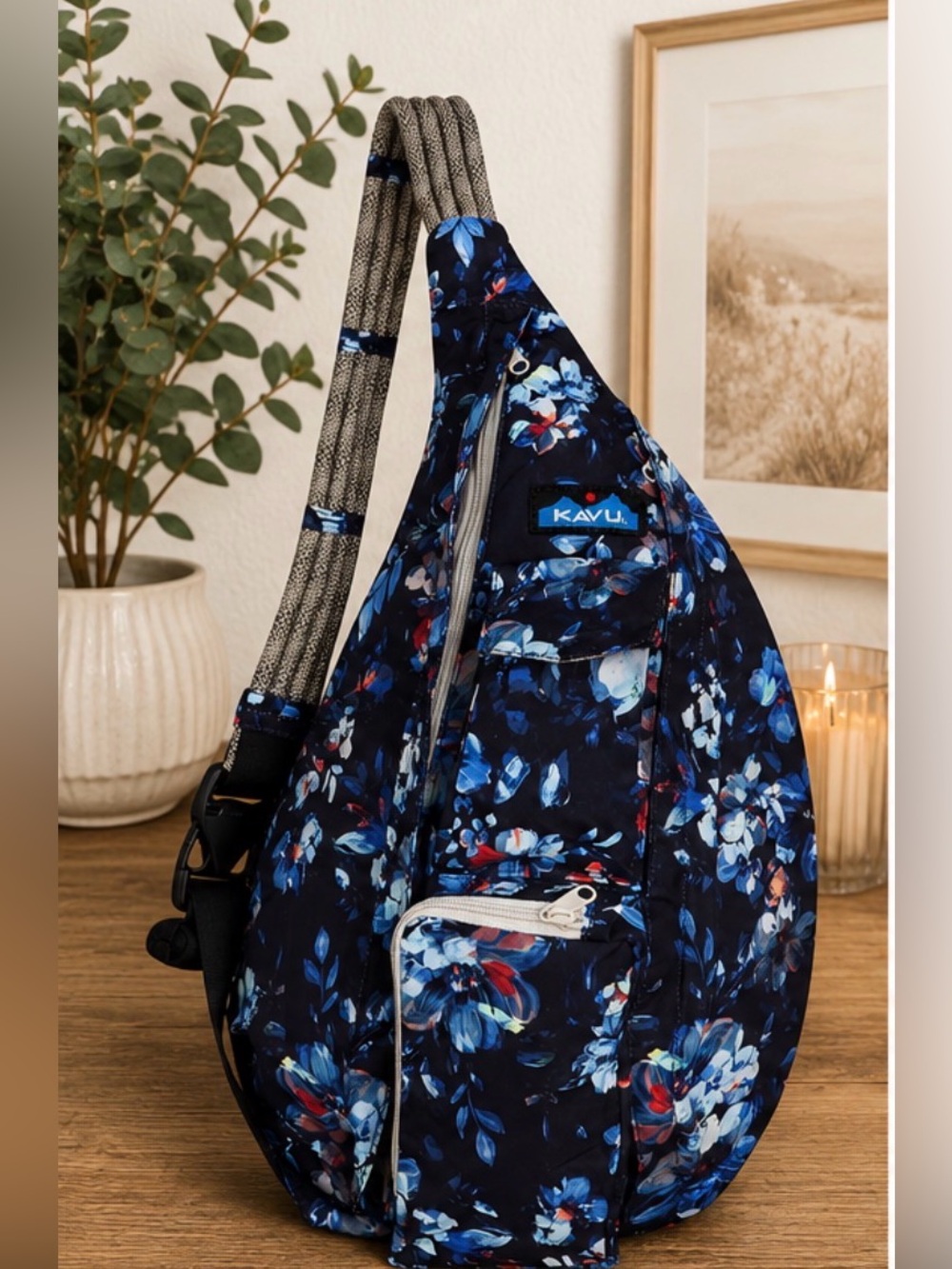 Vintage KAVU Rope Sling Bag Floral